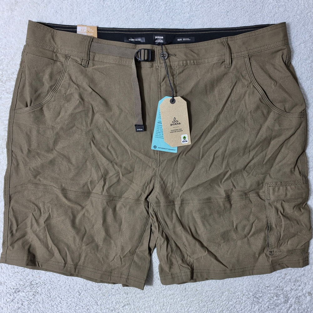 NEW! Prana Stretch Zion Short II Mens 42/8 Mud Brown Hiking Cargo Stretch